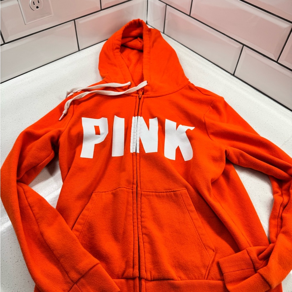 PINK Victoria's Secret Vibrant Orange Hoodie